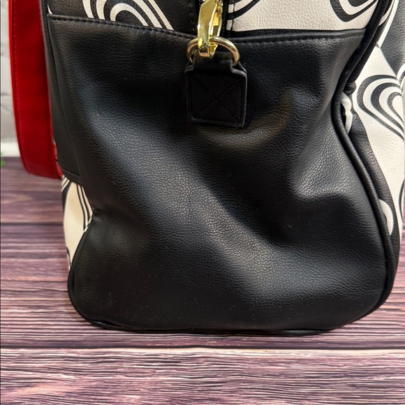 LUV BETSY by Betsey Johnson Black and White Heart Weekender Bag with Red Straps - Picture 13 of 16